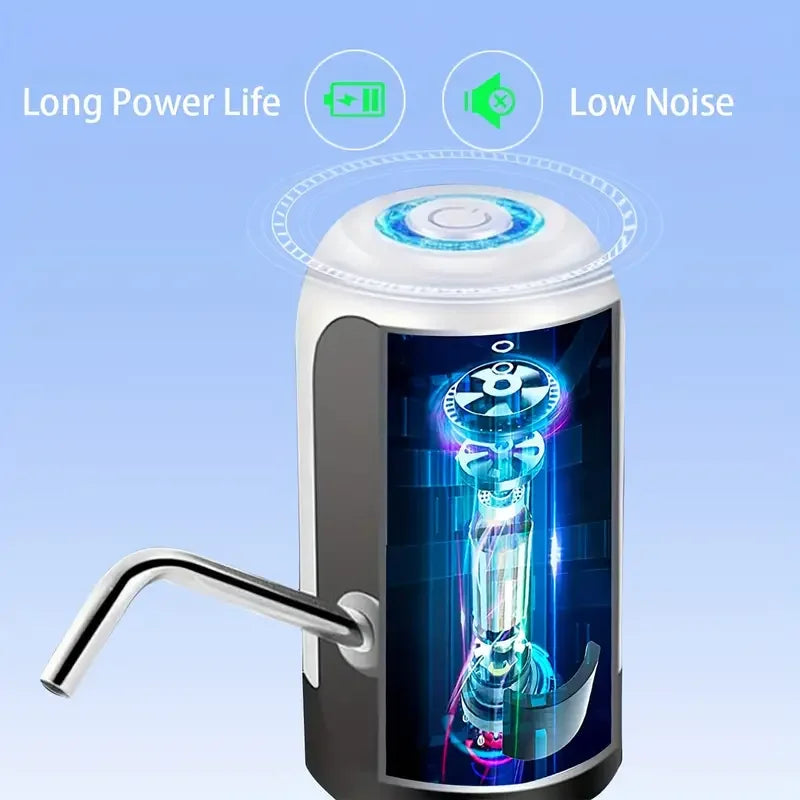 1Pc USB Rechargeable Electric Water Bottle Pump Automatic Drinking Water Dispenser with Power Switch Portable for Camping