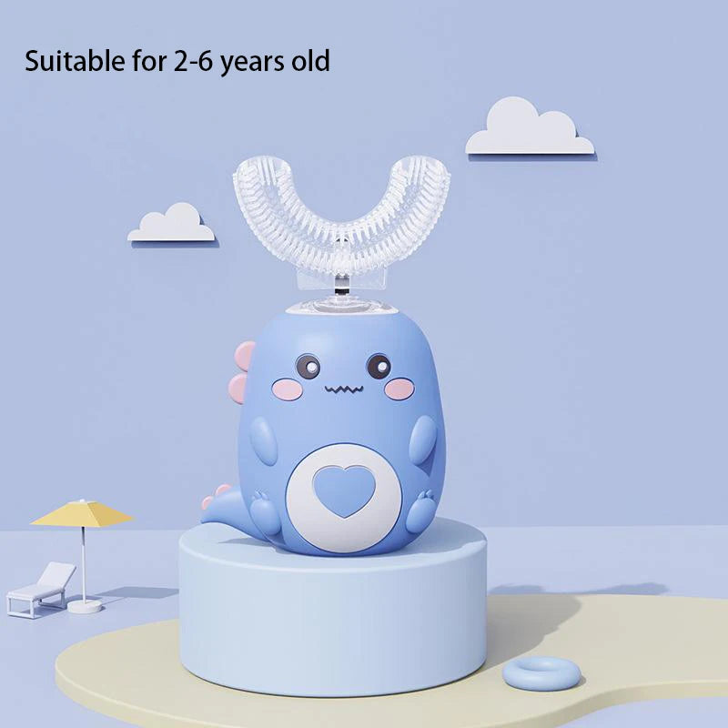 Children U-shaped Electric Toothbrush 360 Degrees Smart Cartoon Kids Silicone Toothbrush Automatic Rechargeable Sonic Toothbrush