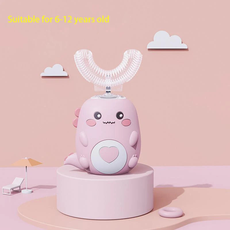 Children U-shaped Electric Toothbrush 360 Degrees Smart Cartoon Kids Silicone Toothbrush Automatic Rechargeable Sonic Toothbrush