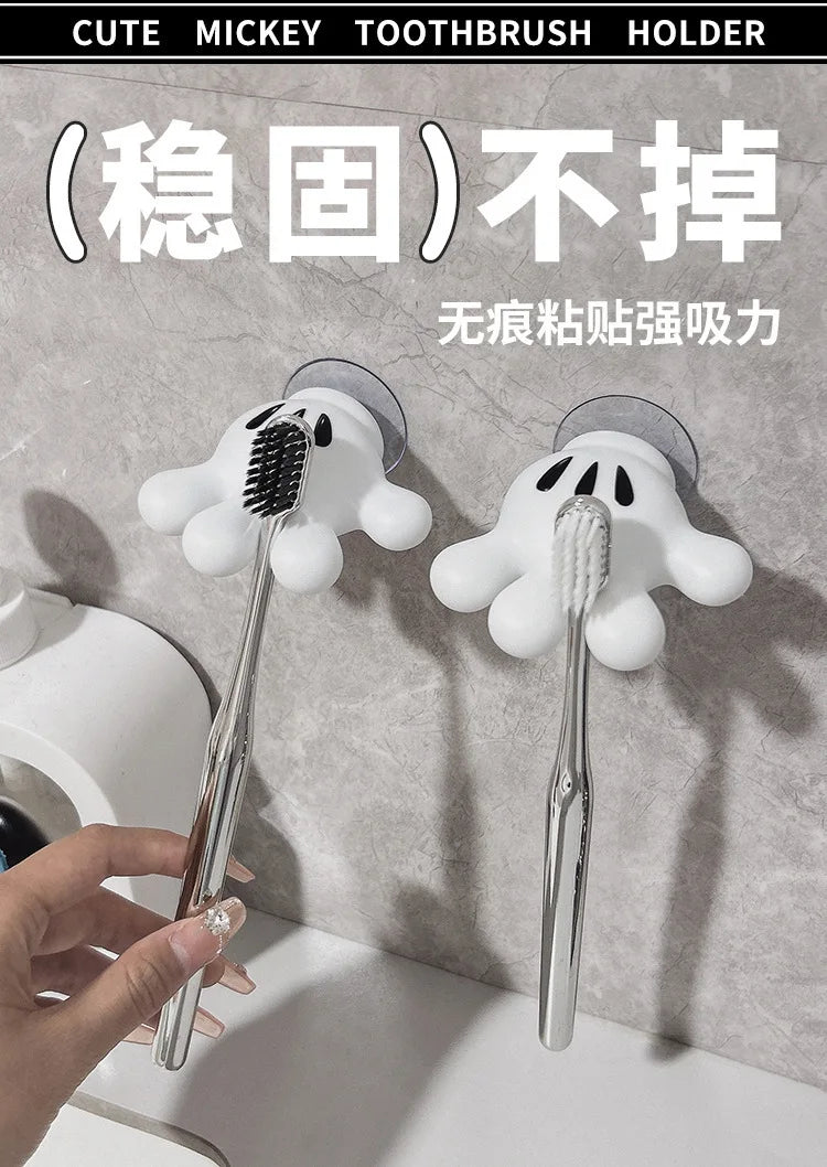 Herocross Mickey Cartoon Palm Suction Cup Bathroom Moisture-Proof Toothbrush Towel Rack Multifunctional Data Cable Storage Hook