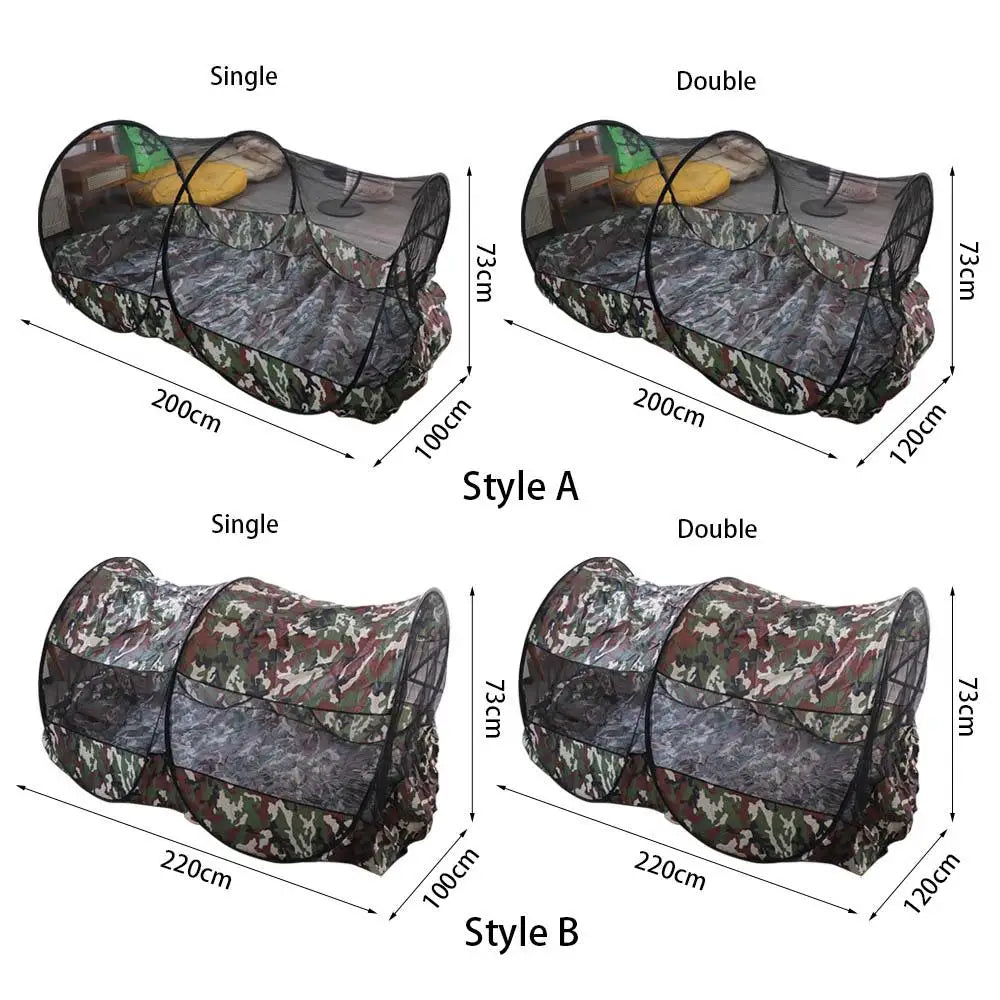Folding Camo Camping Mosquito Net Tent with Bottom Mesh Tent Outdoor Mosquito Net Zipper Single Portable Mosquito Net Trips