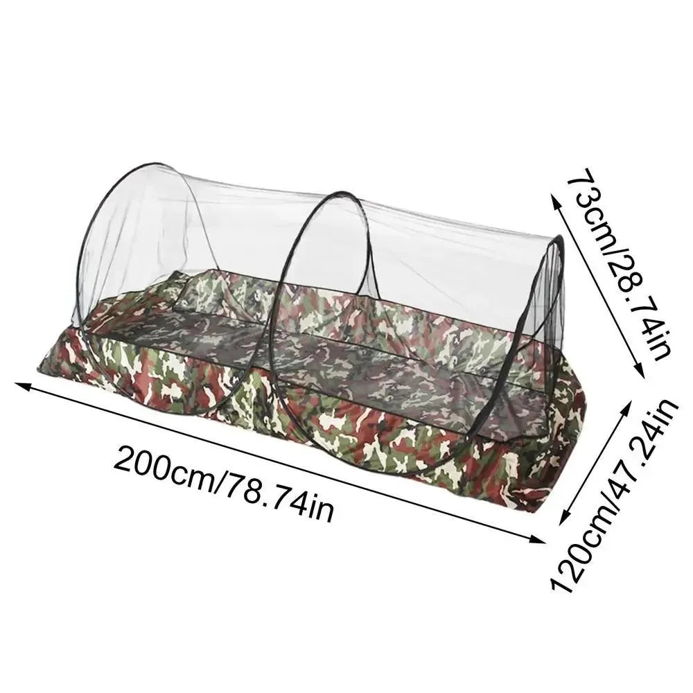 Folding Camo Camping Mosquito Net Tent with Bottom Mesh Tent Outdoor Mosquito Net Zipper Single Portable Mosquito Net Trips