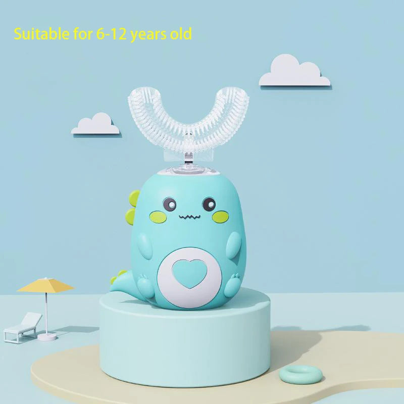 Children U-shaped Electric Toothbrush 360 Degrees Smart Cartoon Kids Silicone Toothbrush Automatic Rechargeable Sonic Toothbrush