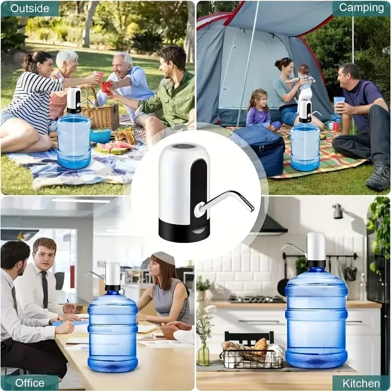 1Pc USB Rechargeable Electric Water Bottle Pump Automatic Drinking Water Dispenser with Power Switch Portable for Camping