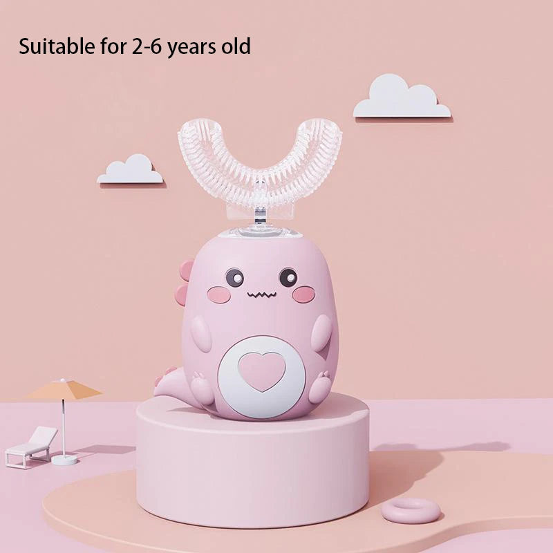 Children U-shaped Electric Toothbrush 360 Degrees Smart Cartoon Kids Silicone Toothbrush Automatic Rechargeable Sonic Toothbrush