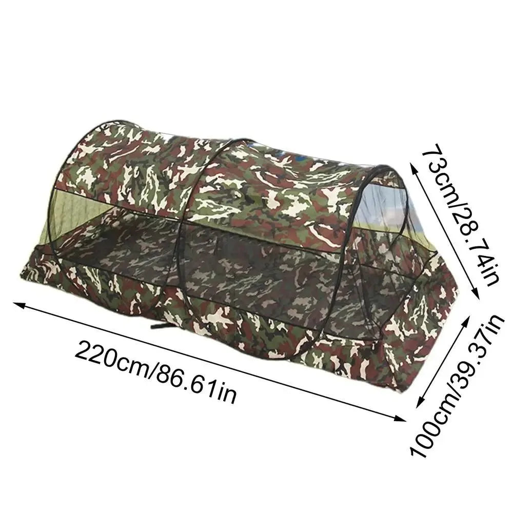 Folding Camo Camping Mosquito Net Tent with Bottom Mesh Tent Outdoor Mosquito Net Zipper Single Portable Mosquito Net Trips