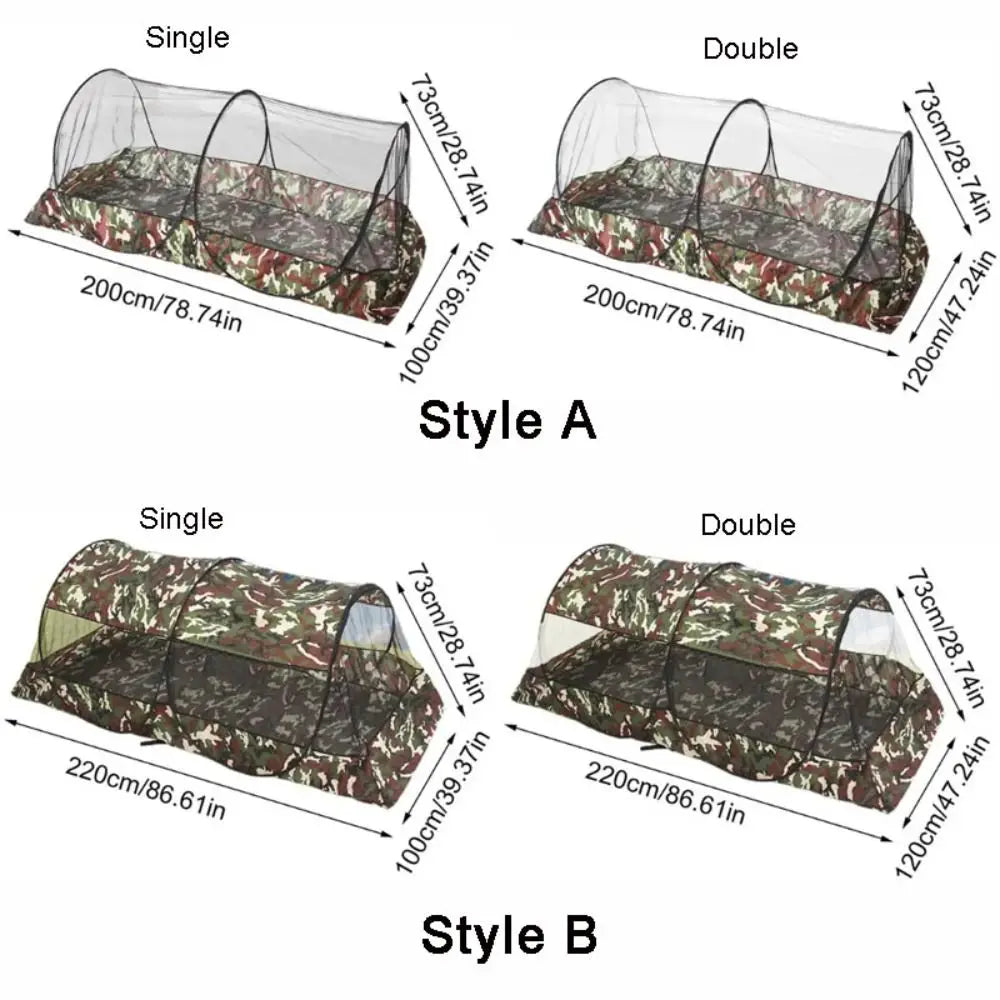 Folding Camo Camping Mosquito Net Tent with Bottom Mesh Tent Outdoor Mosquito Net Zipper Single Portable Mosquito Net Trips