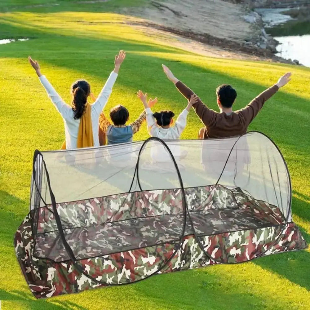 Folding Camo Camping Mosquito Net Tent with Bottom Mesh Tent Outdoor Mosquito Net Zipper Single Portable Mosquito Net Trips