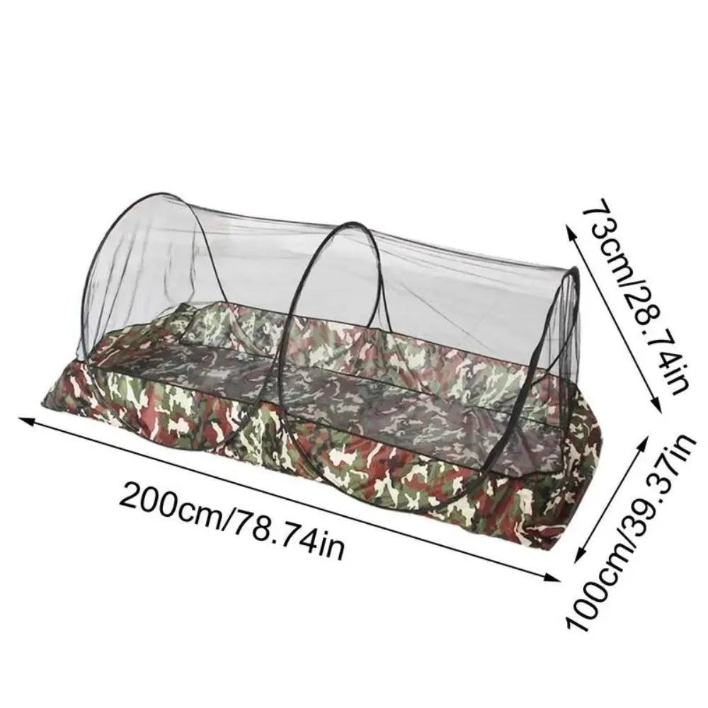 Folding Camo Camping Mosquito Net Tent with Bottom Mesh Tent Outdoor Mosquito Net Zipper Single Portable Mosquito Net Trips
