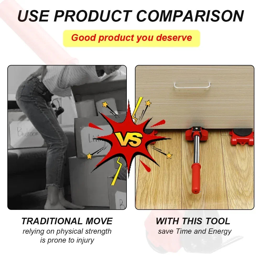 Furniture Moving Sliders Set Professional Furniture Lifter Tool Moving Labor-Saving Furniture Lifter Rollers Transport Tool