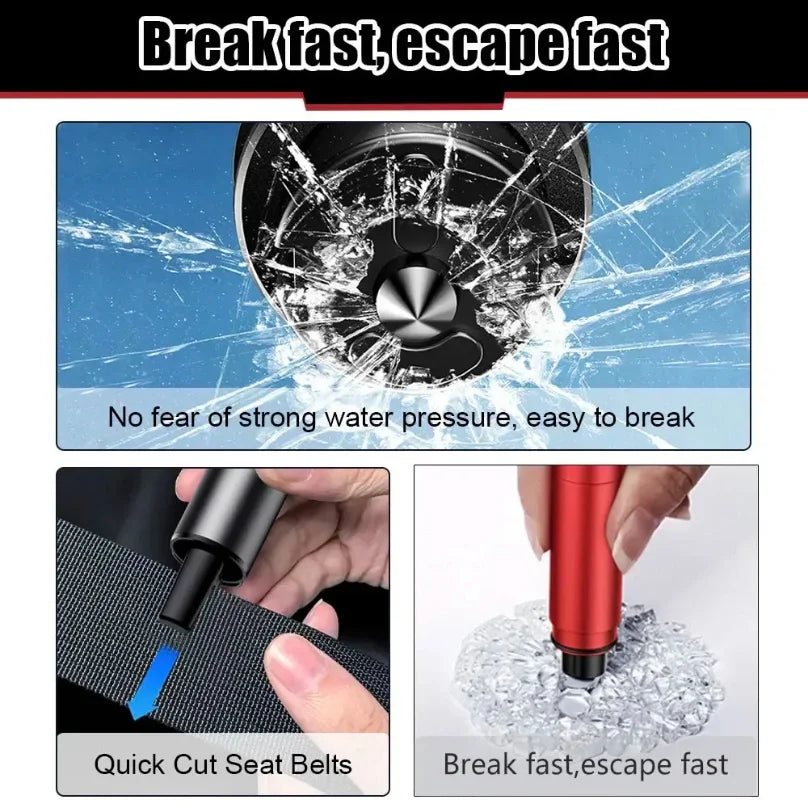 2 in 1 Car Safety Hammer Emergency Escape Tool Tungsten Steel Tip Glass Breaker Seatbelt Cutter Auto Emergency Rescue Kit